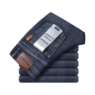 Imagem de Calças Jeans Clássicas Azul E Preto Para Homens, Estilo Casual, Corte 