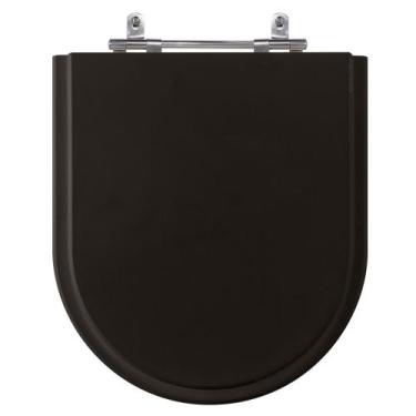 Imagem de Assento Sanitário Riviera Preto Tampa para Vaso Celite de Madeira Laqu