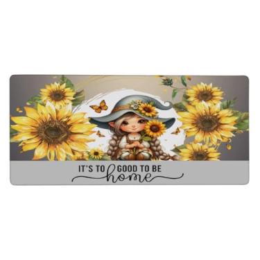 Imagem de Tapete de mouse grande e fofo cinza gnomo à prova d'água para computador estendido tapete protetor de mesa antiderrapante base de borracha para escritório, computador, teclado, laptop e mesa de casa