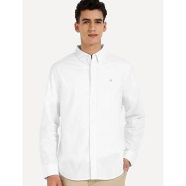 Imagem de Camisa Calvin Klein Jeans Regular CK Grey Logo Branca-Masculino