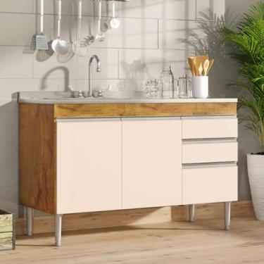 Imagem de Gabinete De Pia Libra 1,20m - Tonielque Moveis, Castanho/off White