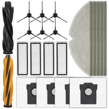 Imagem de (Pacote com 21) Peças de reposição D20 Plus compatíveis com aspirador de pó robô Dreame D20 Plus, 2 escovas de rolo, 5 almofadas de esfregão, 4 filtros HEPA, 4 sacos de pó, 6 escovas laterais, kit de
