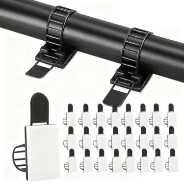 Imagem de Conjunto organizador de cabos adesivos de 25 peças, clipes de gerenciamento de cabos e laços para fios de mesa