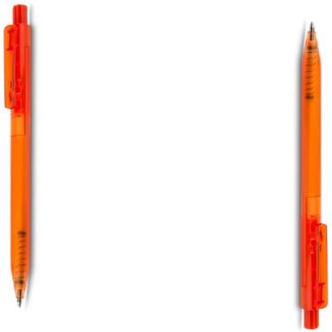 Imagem de Caneta Esferográfica em Alumínio Reciclado, Retrátil, Escrita Azul, Corpo Emborrachado, Ponta Touch, Refil Tipo Parker, Ambidestro, 15g (Kit 2 Laranja)