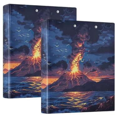 Imagem de Pasta resistente para organização de pasta de vulcão de navio pirata, pacote com 2, pasta de 3 furos