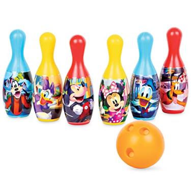 Imagem de What Kids Want Conjunto de boliche Disney Junior Mickey Mouse com 6 pinos e 1 bola de boliche, multicolorido, tamanho único