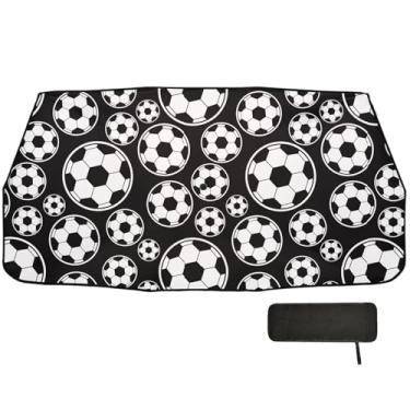 Imagem de Bola de futebol esportiva retrátil sombra de carro pára-brisa frontal bloqueio UV janela carro 147 x 75 cm capa de guarda-chuva de carro