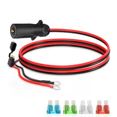 Imagem de ELFCULB Plugue de reboque de 7 vias para cabo de anel O, terminal de anel de vedação de bateria 10AWG para conector de reboque de 7 pinos para trailer de caminhão RV (2FT)