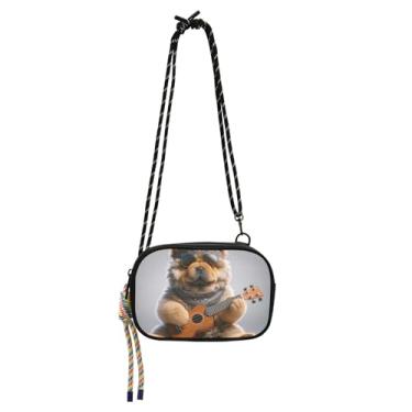 Imagem de Bolsa feminina pequena tiracolo bolsa para celular alça longa cachorro chow chow fofo cachorro fofo bolsa de viagem