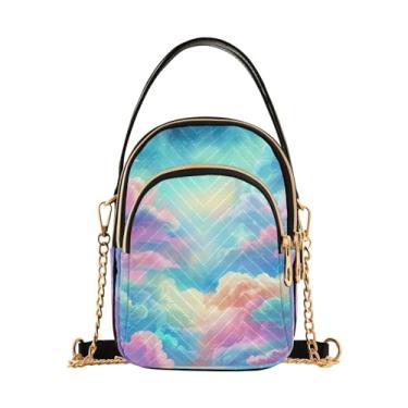 Imagem de Bolsa de ombro transversal floral preta e cinza, bolsas transversais femininas, bolsas transversais femininas, Céu cheio de nuvens coloridas-4, One Size