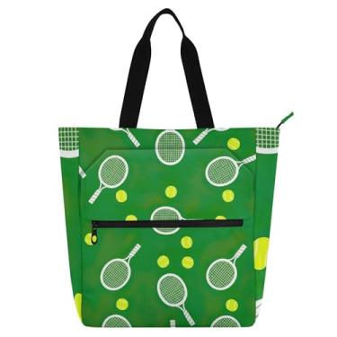 Imagem de Bolas de tênis, bolsa de trabalho verde, para mulheres, lona, praia, escola, bolsa de tecido, bolsas de mão, presente para amantes de livros