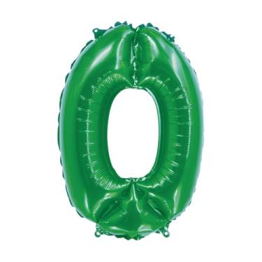 Imagem de BALAO METALIZADO C/CANUDO 16" VERDE NUMERO 0