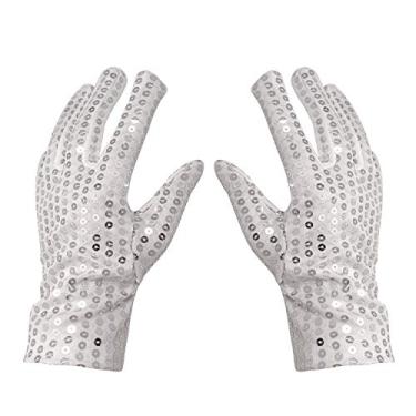 Imagem de Luvas de lantejoulas cintilantes de prata da Honbay Luvas de fantasia de Michael Jackson, Prata, Child Size