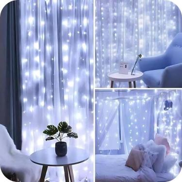 Imagem de Cortina de 300 leds cascata com controle efeitos - pisca e animações -