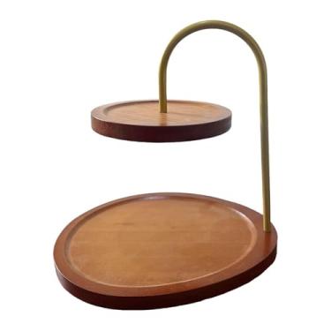 Imagem de MotiveTech Porta-chaves de madeira para mesa de entrada, porta-joias rústico decorativo com 2 níveis, organizador para chaves, cômoda e brincos.