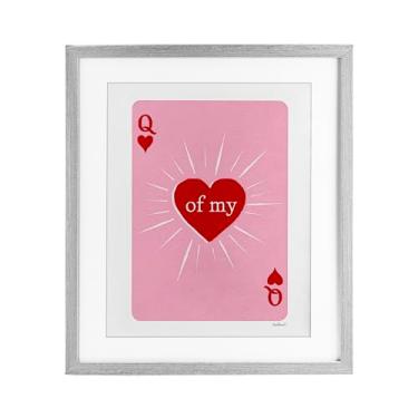 Imagem de Stupell Industries Impressão emoldurada cinza Queen Of My Heart Card Under Glass, design por Amanda Greenwood, 40,6 x 33,5 cm