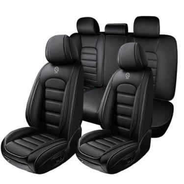 Imagem de Cscevt 5 capas de assento para carro adequadas para a maioria dos carros, SUVs, capa de assento de couro para carros, protetores de assento impermeáveis respiráveis (preto, padrão) almofadas de