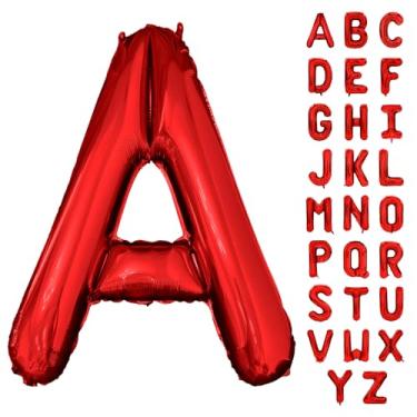Imagem de Balão de letra vermelha de 101 cm, balão grande letra A, balões de alfabeto de hélio, festa de aniversário, chá de bebê, decoração de cerimônia de formatura (letra vermelha A)