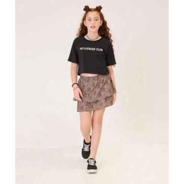 Imagem de Saia Juvenil Animal Print Marisa Tam 10 a 16-47034, Marrom, 12