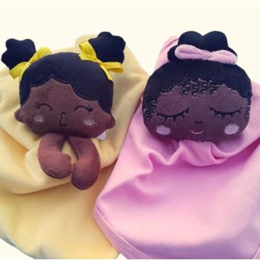 Imagem de Naninha Com Prendedor de Chupeta; Bico Para Bebe Menina - Kit 02 Mantinha Afro, Coisas de Bebê, Saída de Maternidade, Gestante, Enxoval