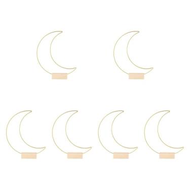 Imagem de KiBcsLic Conjunto de 6 aros de metal dourados em formato de lua para decoração de mesa de jantar, ideais para arranjos natalinos DIY.