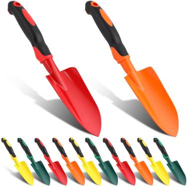 Imagem de Yaocom 12 Pás de jardim de liga de alumínio para serviço pesado, pequenas pás de escavação, pá de metal com alça macia para jardim, gramado, quintal, ferramenta de plantio (pá larga, multicolorida)