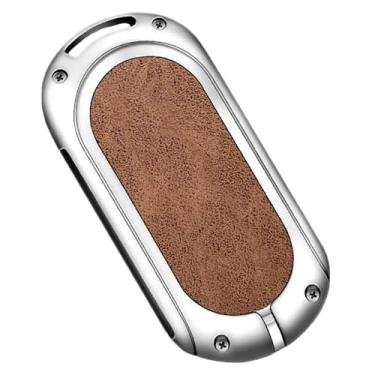 Imagem de Capa de couro para chave de metal de carro compatível com Benz S GLC EQE EQS classe chaveiro acessórios de proteção interna(Silver-Brown)