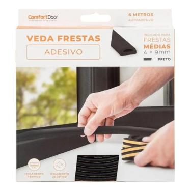 Imagem de Borracha Veda Fresta Adesivo tipo D 4mmx9mm -6 Metros Comfort Door