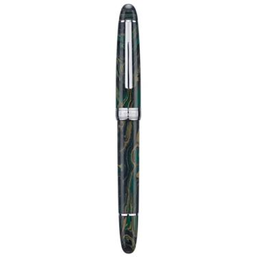 Imagem de Asvine J16 Caneta-tinteiro verde ebonite, enchimento de pistão de ponta fina flexível Jowo, design de janela de tinta com chave inglesa e caixa de caneta