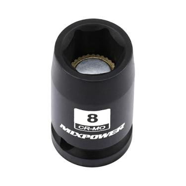 Imagem de MIXPOWER Soquete de impacto magnético raso de 1/10.2 cm, 6 pontos, 8 mm, métrico, CR-MO