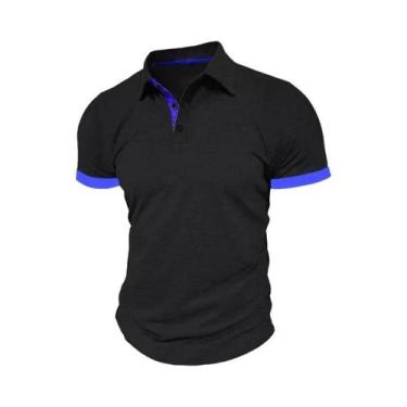 Imagem de Camisa Polo Masculina Oversize De Verão Manga Curta Cor Sólida Respirá