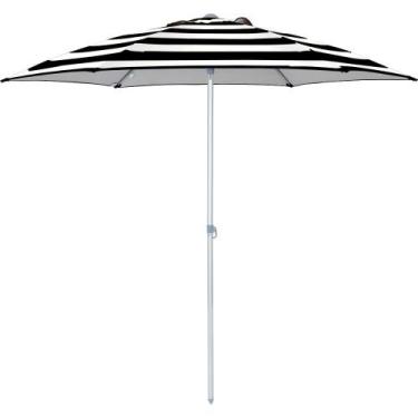 Imagem de Guarda Sol Milagres 2,40 M Preto e Branco Listrado Alumínio Vareta Fib