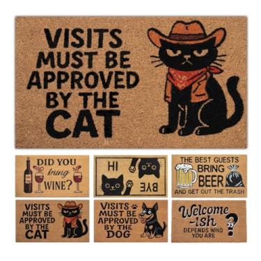 Imagem de LUA VIKA Capacho de Coir Entrada Externa - Aprovado pelo Gato - 43 cm x 76 cm - Tapetes Divertidos Externos - Tapete de Boas-Vindas Engraçado - Capacho Interno/Externo