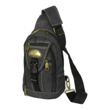 Imagem de Bolsa Pochete Transversal Impermeável Lona De Qualidade Kvn, Preto
