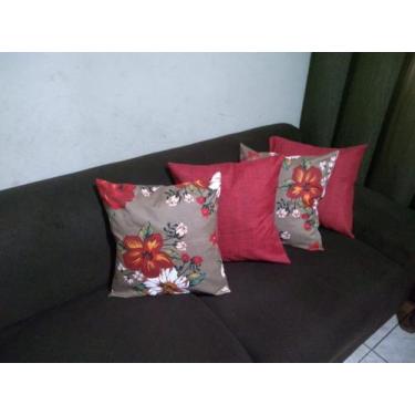 Imagem de Kit 4 Capas Almofada Decorativa com Zíper - Nena Enxovais, floral marr