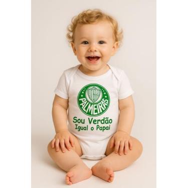 Imagem de Body palmeiras bebê frases do papai verdão torcedor mirim - Times Onli