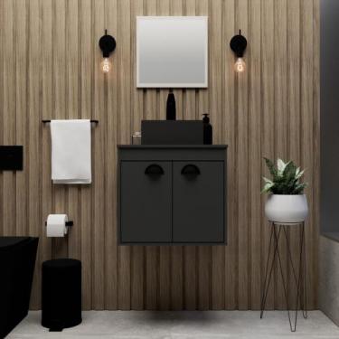 Imagem de Gabinete Banheiro Em Mdf com Pia Cuba - Pompeia - Riverzza, Preto