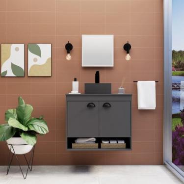 Imagem de Gabinete Banheiro Em Mdf com Pia Cuba - Latina - Riverzza, Preto