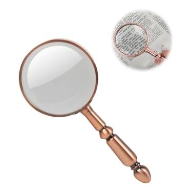 Imagem de Lupa de Mão Retrô com Lente de Aumento 75mm, Zoom 20x, Acabamento em Cobre