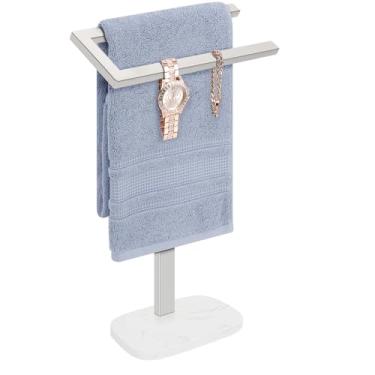 Imagem de Livabber Suporte de toalha de mão em pé, suporte de toalha de mão de aço inoxidável 304 com base de mármore pesado, acessórios de banho, anel de toalha para bancada de cozinha de banheiro, 35 cm