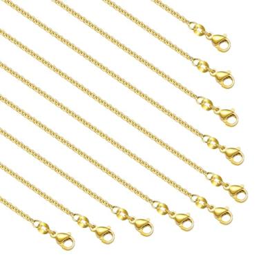 Imagem de YOUBEIYEE 10 correntes ovais para fabricação de joias, colares banhados a ouro 18 K a granel com correntes extensoras