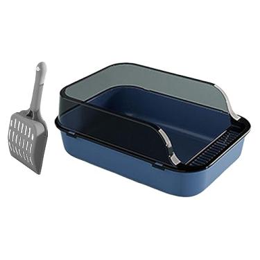 Imagem de Stgfyxgs Caixa de Areia Aberta para Gatos, Banheiro para Animais de Estimação, Fácil de Limpar, Ideal para Viagens, Portátil, Removível, com Laterais Altas, Pe, Azul