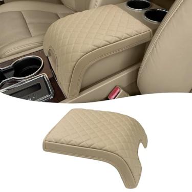 Imagem de KBH Capa de apoio de braço de console central para Lincoln Navigator 2007-2014, protetor de tampa de descanso de braço do console médio, acessórios internos, antiarranhões, bege