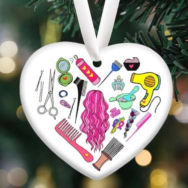 Imagem de Enfeites de Natal para árvores, presentes de cabeleireiro para mulheres, enfeite de cerâmica, decoração de árvore de Natal, decoração de salão para cabeleireiro
