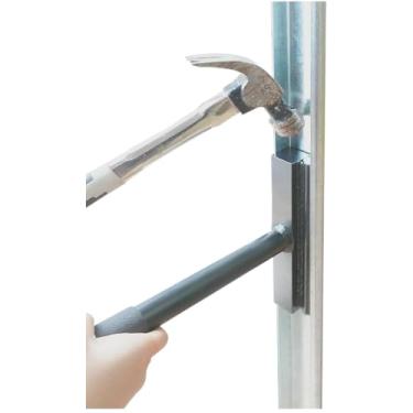 Imagem de Conjunto de ferramentas de reparo de trilho vertical de porta de garagem resistente, projetado para substituição de trilho de rolo de 5 cm, ferramenta de bigorna para alinhamento e manutenção de