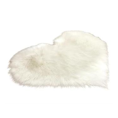 Imagem de 30 x 40 cm tamanho pequeno em forma de coração tapete fofo tapete sofá almofada sala de estar quarto tapetes decorativos (branco)