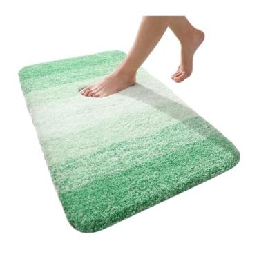 Imagem de Tapete de banheiro extra macio grosso absorvente luxuoso microfibra tapete de banho tapete de pelúcia tapetes de banho chuveiro de chão (verde, 41 x 61 cm (16 x 24 pol))