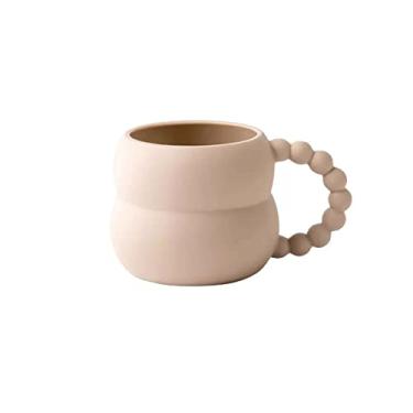 Imagem de Xícara de café de cerâmica moderna de 250 ml, design criativo, design de alça para uso doméstico, copo de água, chávena de chá (branca)