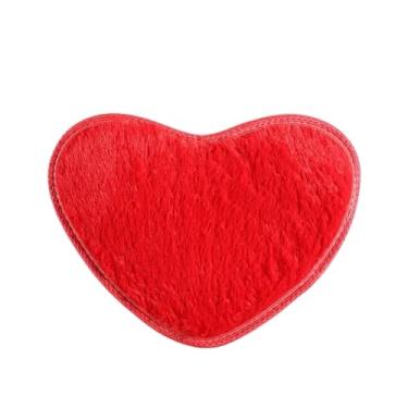 Imagem de 1 peça antiderrapante super macia de espuma absorvente de fibra fina, banheiro, chuveiro, coração, tapete de banho, tapete antiderrapante (vermelho)