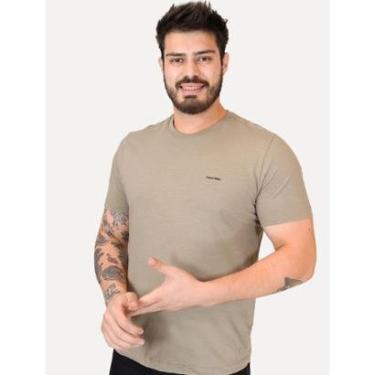 Imagem de Camiseta Calvin Klein Masculina Flame New Logo Cáqui Médio-Masculino